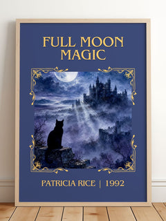 Full Moon Magic Classic Book Art Print by Patricia Rice – framed print leaning on a wooden floor