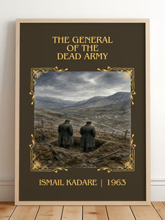 The General of the Dead Army Classic Book Art Print by Ismail Kadare – framed print leaning on a wooden floor