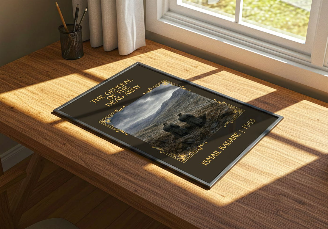 The General of the Dead Army Classic Book Art Print by Ismail Kadare – print on a sunlit desk