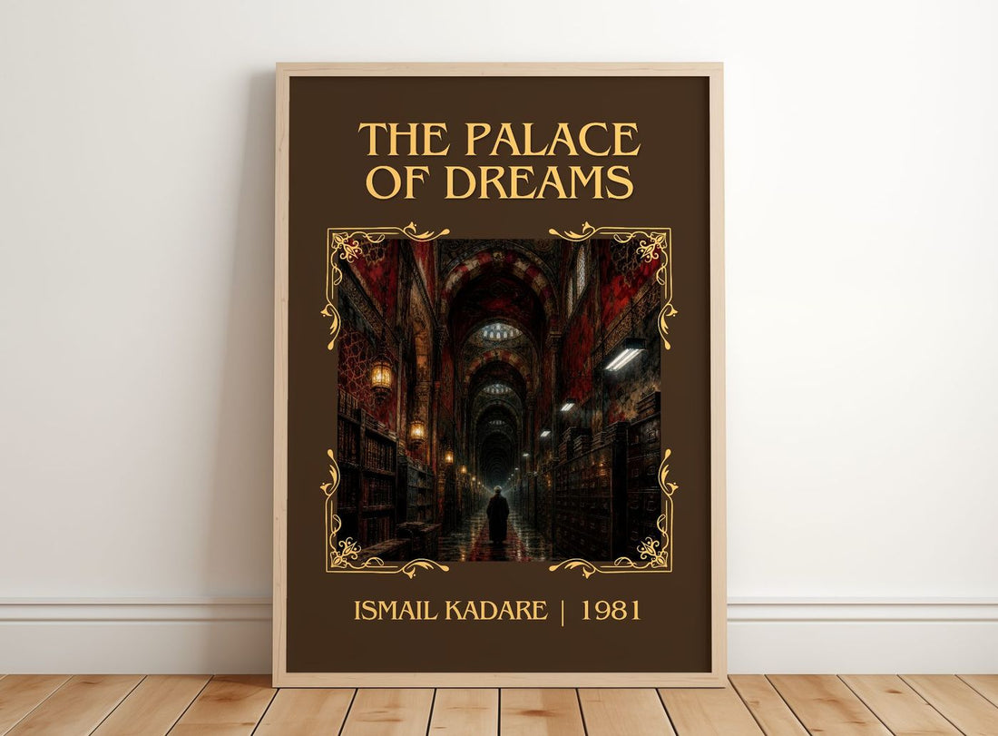 The Palace of Dreams Classic Book Art Print by Ismail Kadare – framed print leaning on a wooden floor