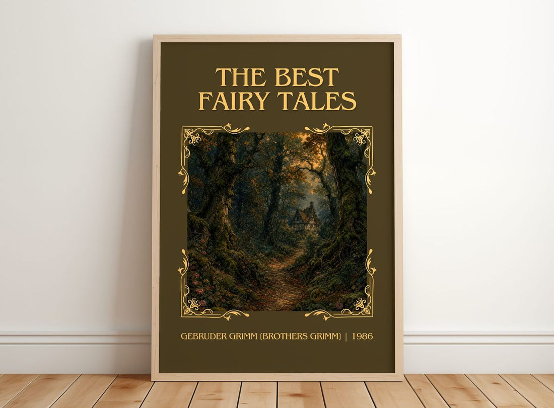 Best fairy tales Classic Book Art Print by G. Grimm] – framed print leaning on a wooden floor