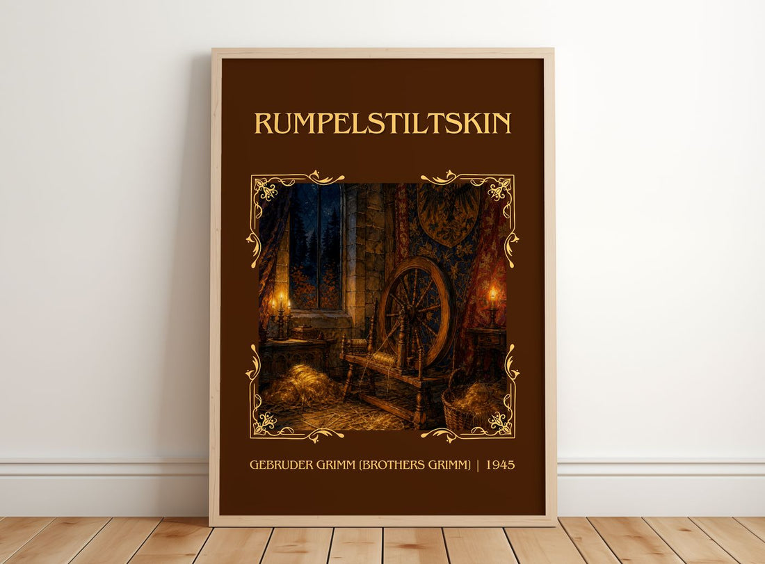Rumpelstiltskin Classic Book Art Print by G. Grimm] – framed print leaning on a wooden floor