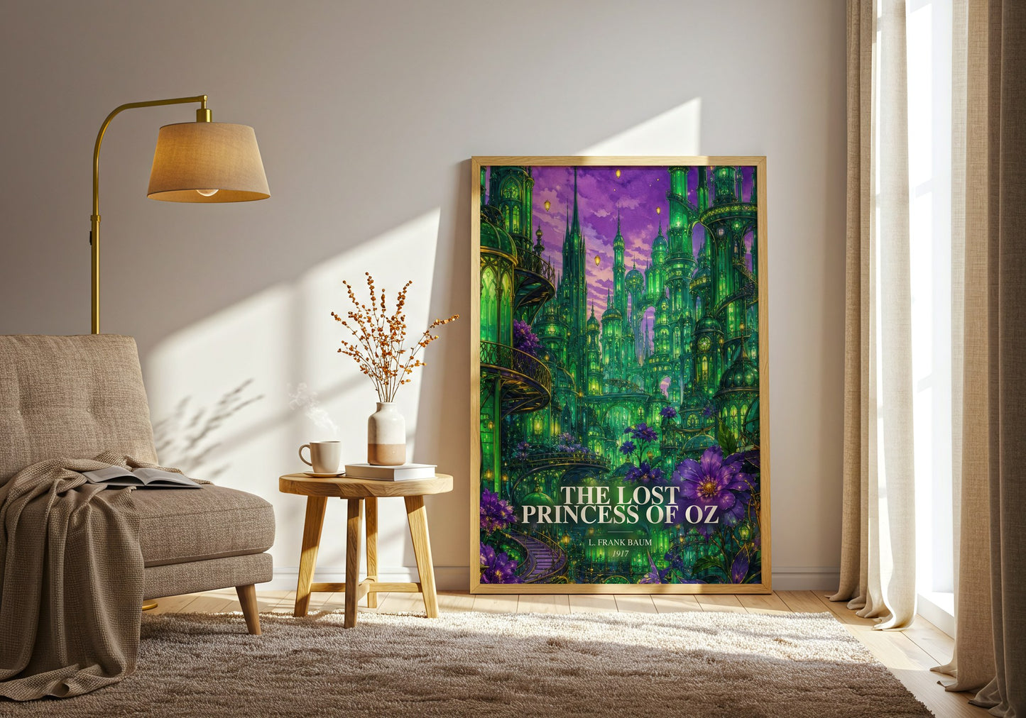 The Lost Princess Of Oz watercolour print in frame leaning in hallway – childrens wall art