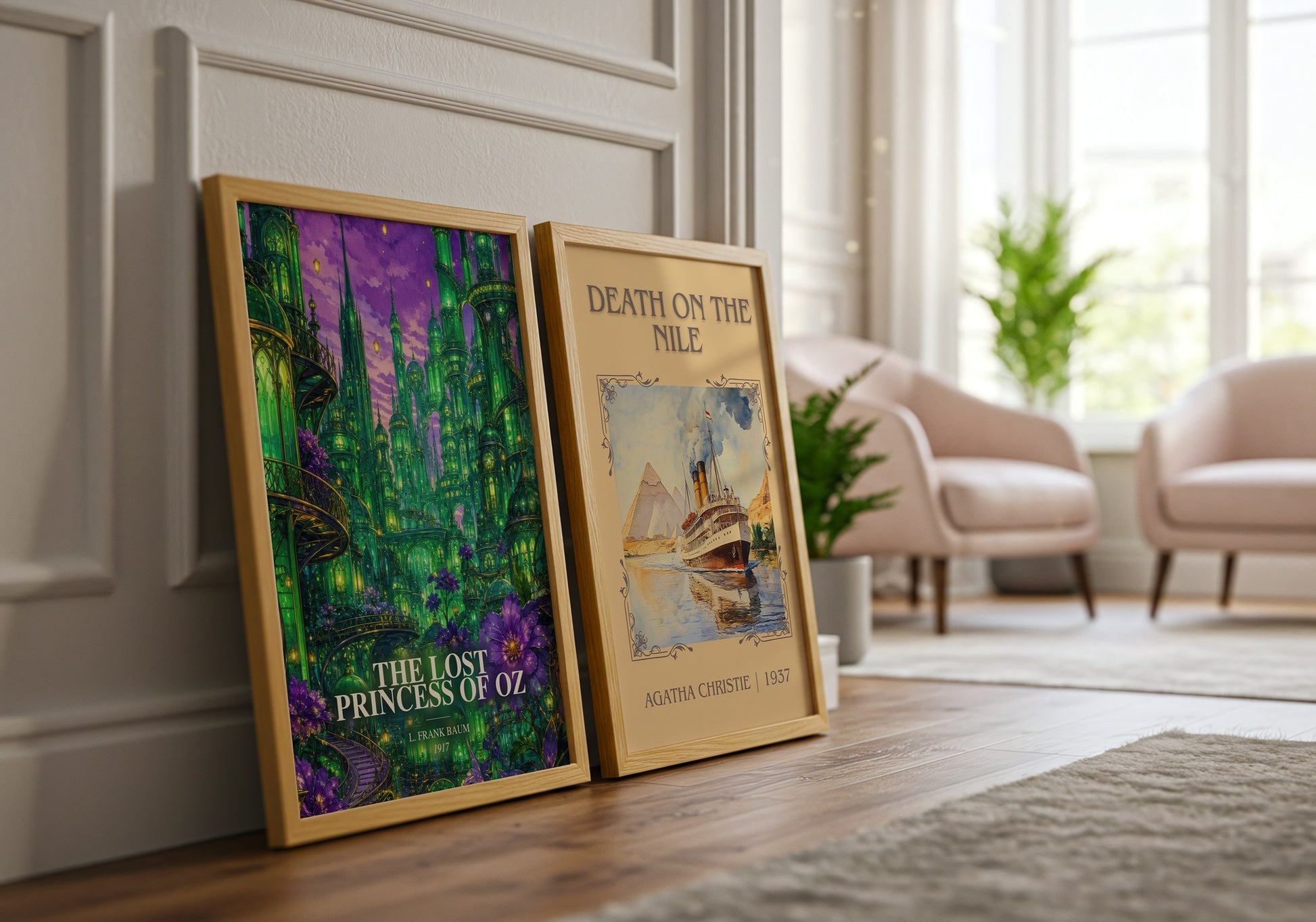 The Lost Princess Of Oz watercolour print framed by window – literary home decor