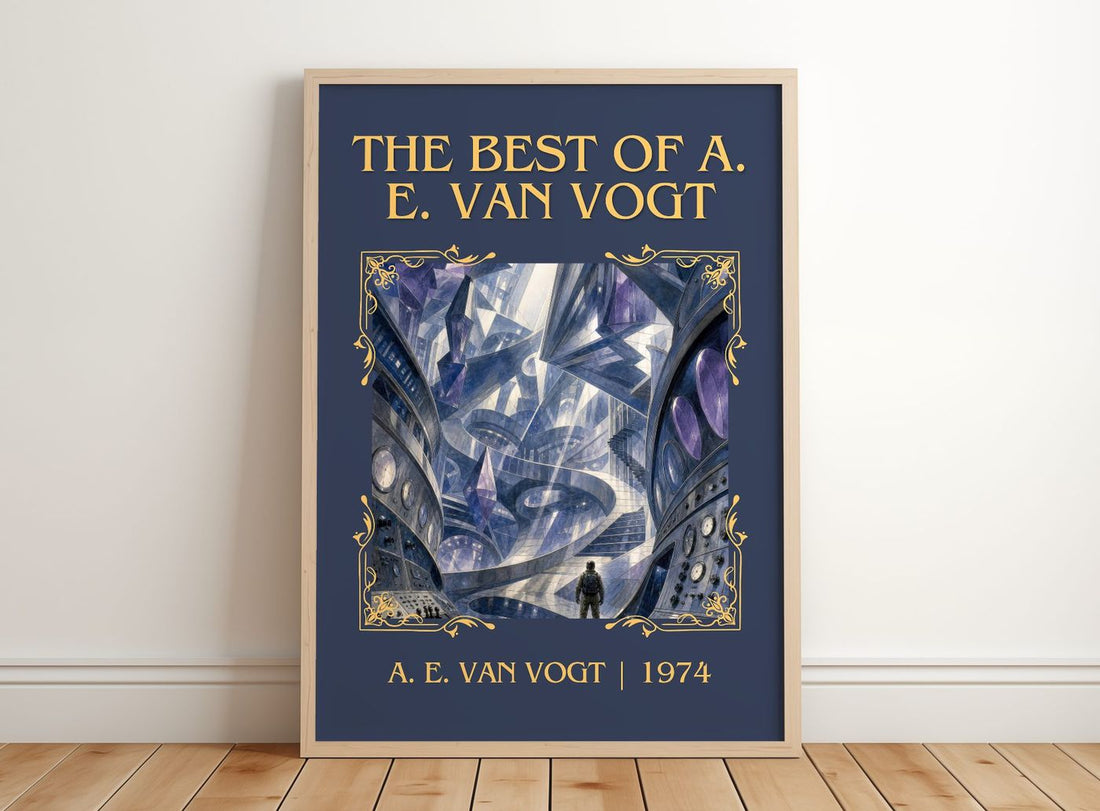 The Best of A. E. van Vogt Classic Book Art Print by A. E. van Vogt – framed print leaning on a wooden floor