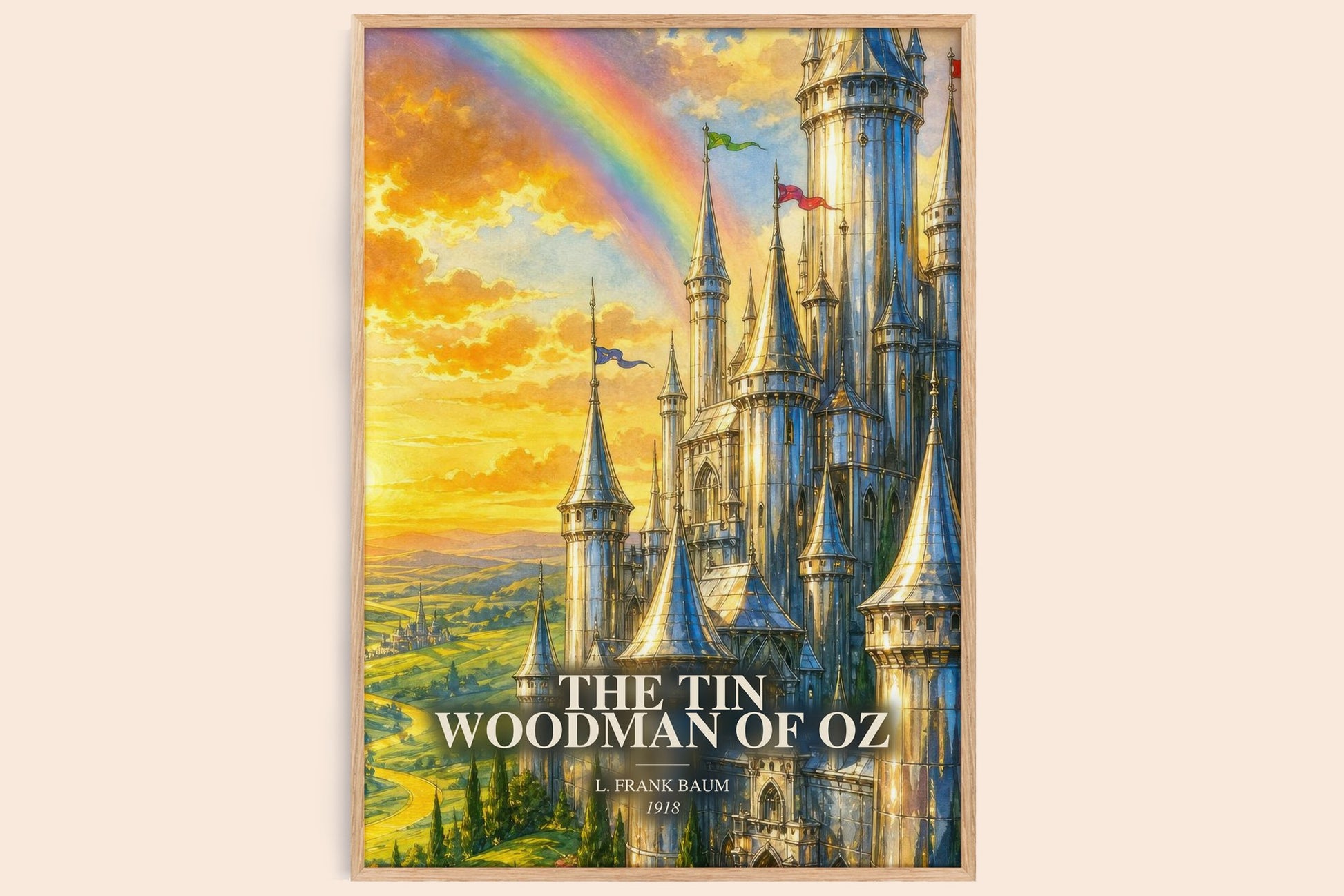 The Tin Woodman Of Oz watercolour book poster by L. Frank Baum – framed literary art print