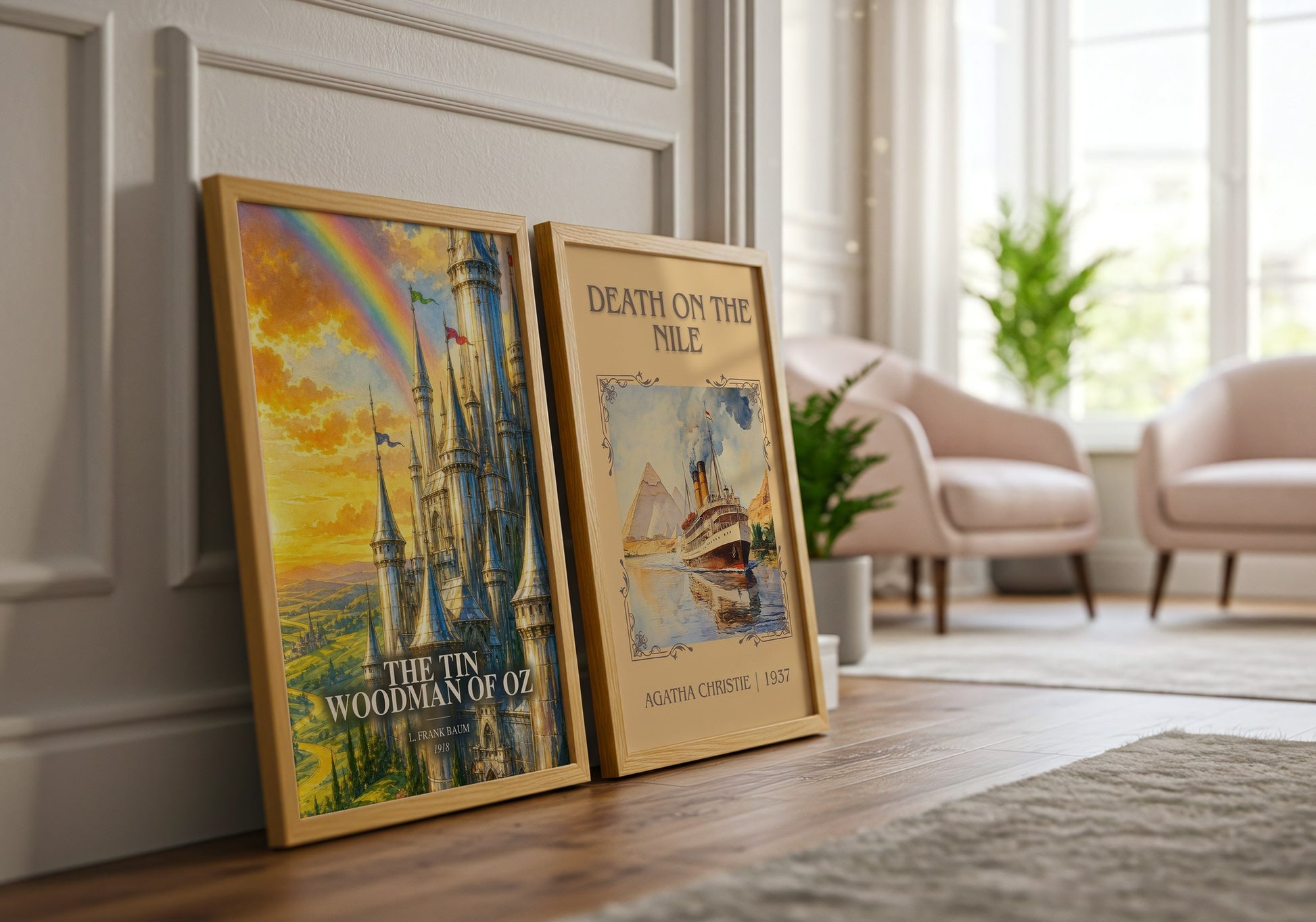 The Tin Woodman Of Oz watercolour print framed by window – literary home decor
