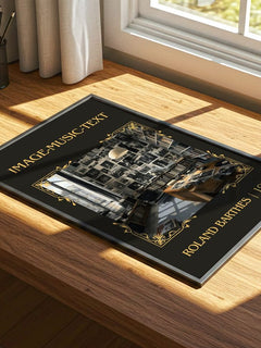Image-Music-Text Classic Book Art Print by Roland Barthes – print on a sunlit desk