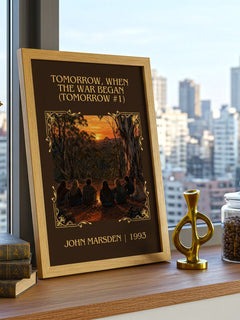 Tomorrow, when the war began (Tomorrow #1) Classic Book Art Print by John Marsden – framed print on a city-view windowsill