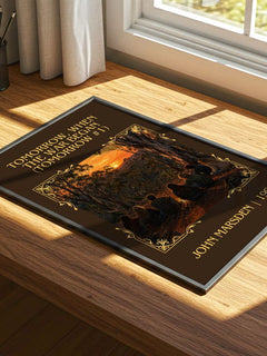 Tomorrow, when the war began (Tomorrow #1) Classic Book Art Print by John Marsden – print on a sunlit desk