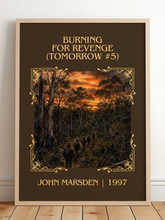 Burning for revenge (Tomorrow #5) Classic Book Art Print by J. Marsden – framed print leaning on a wooden floor