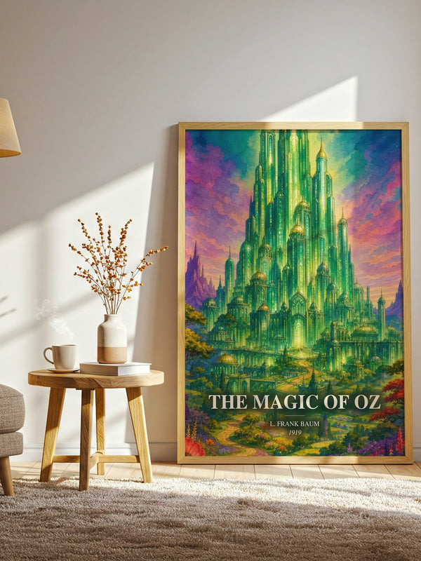The Magic Of Oz watercolour print in frame leaning in hallway – childrens wall art
