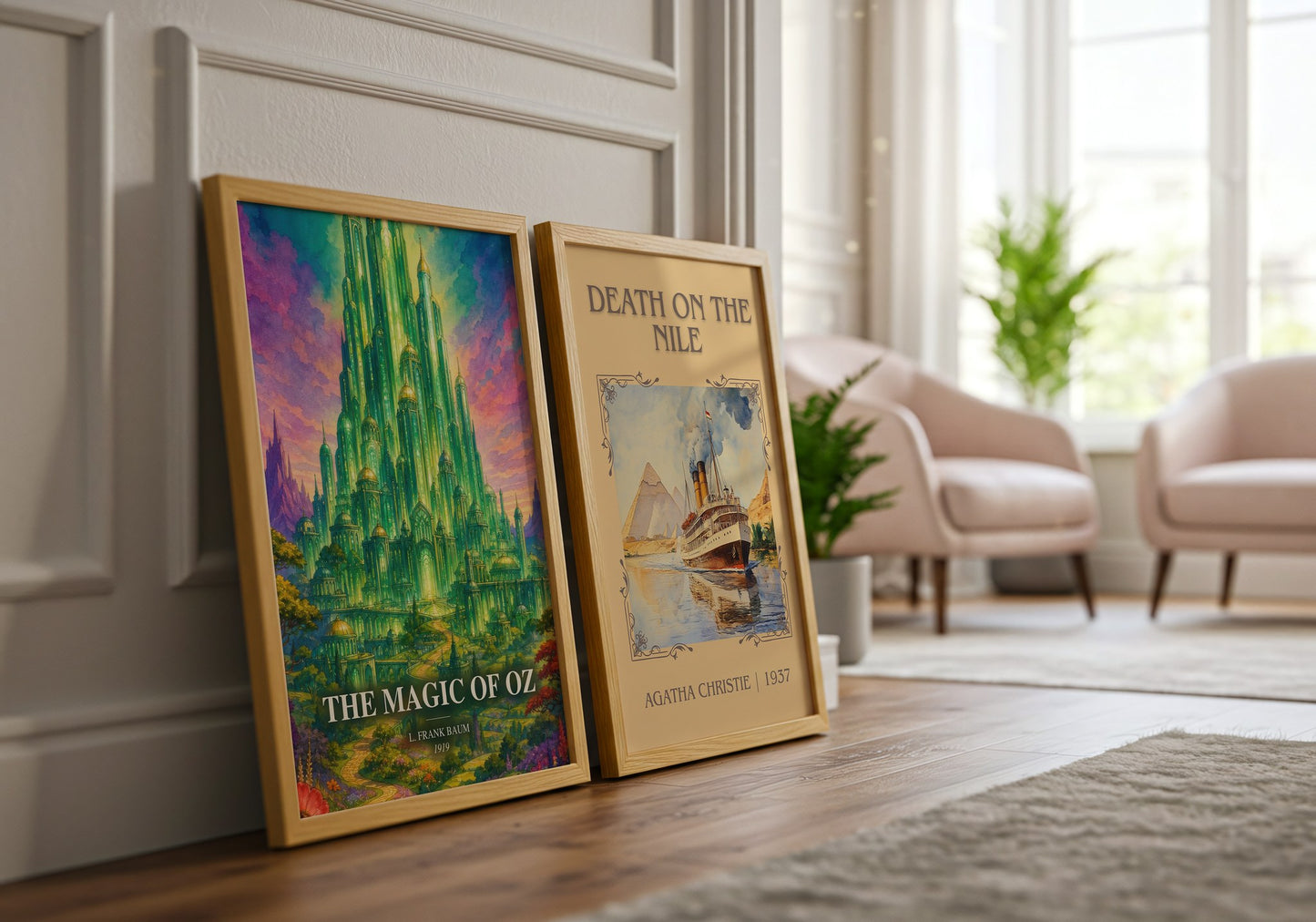 The Magic Of Oz watercolour print framed by window – literary home decor