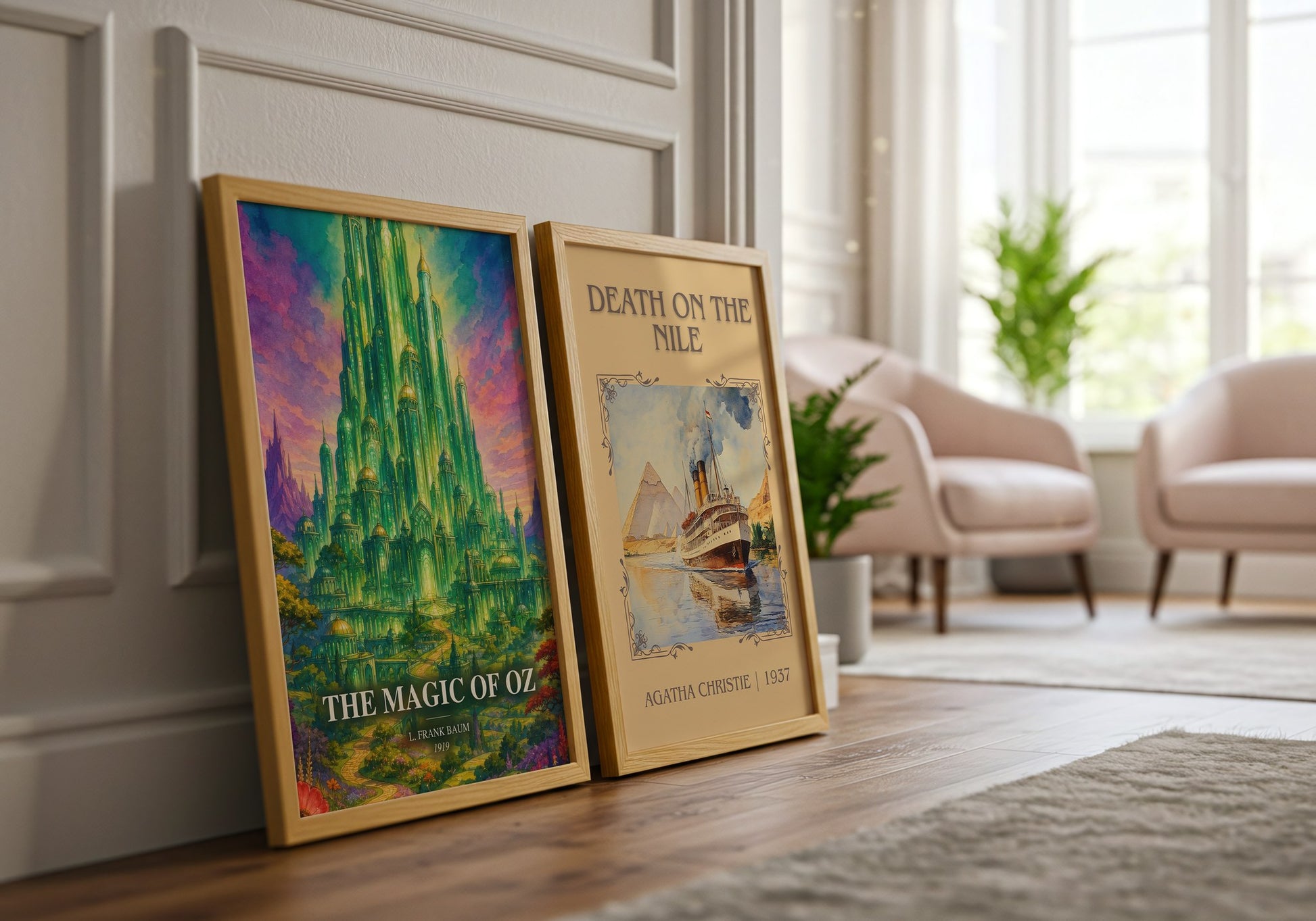 The Magic Of Oz watercolour print framed by window – literary home decor