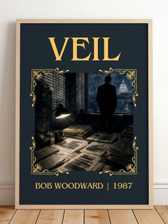 Veil Classic Book Art Print by Bob Woodward – framed print leaning on a wooden floor