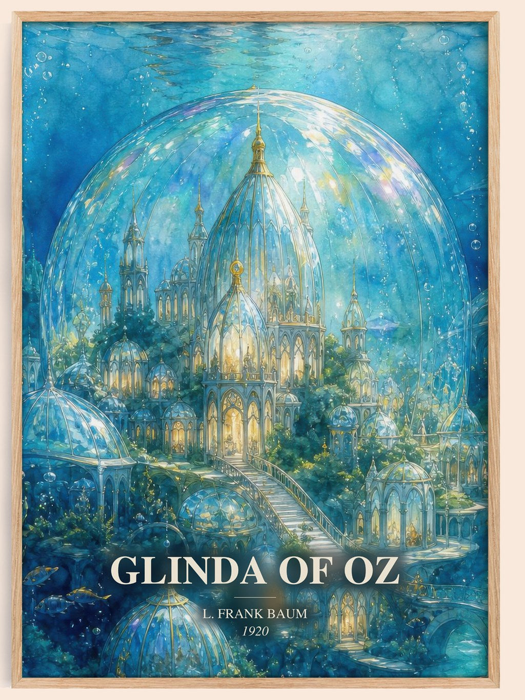 Glinda Of Oz watercolour book poster by L. Frank Baum – framed literary art print
