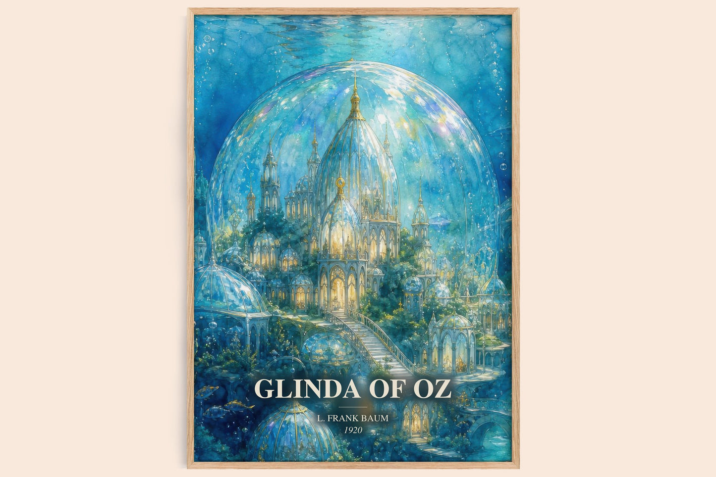 Glinda Of Oz watercolour book poster by L. Frank Baum – framed literary art print
