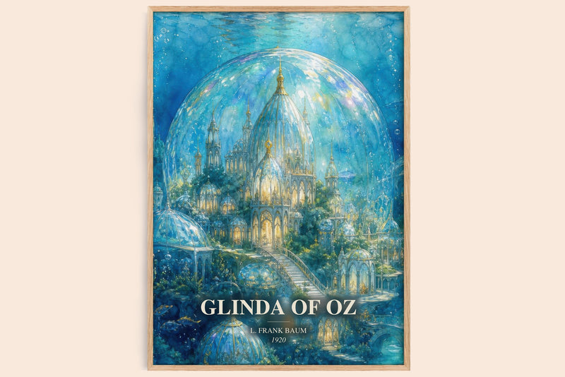 Glinda Of Oz watercolour book poster by L. Frank Baum – framed literary art print