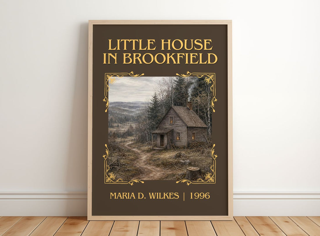 Little house in Brookfield Classic Book Art Print by Maria D. Wilkes – framed print leaning on a wooden floor