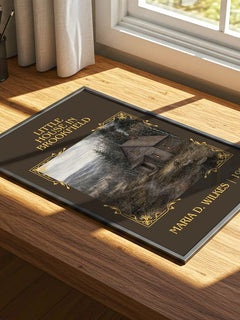 Little house in Brookfield Classic Book Art Print by Maria D. Wilkes – print on a sunlit desk
