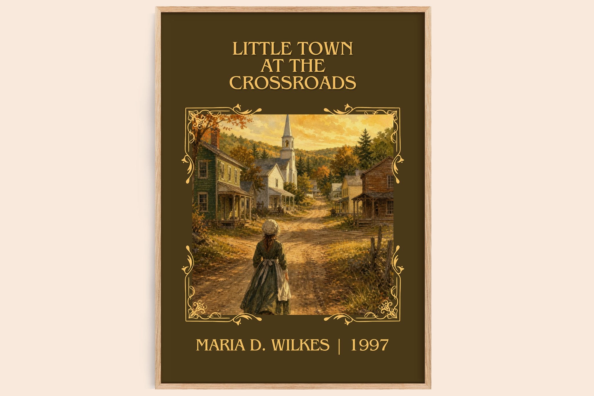 Little Town at the Crossroads Classic Book Art Print by M. Wilkes