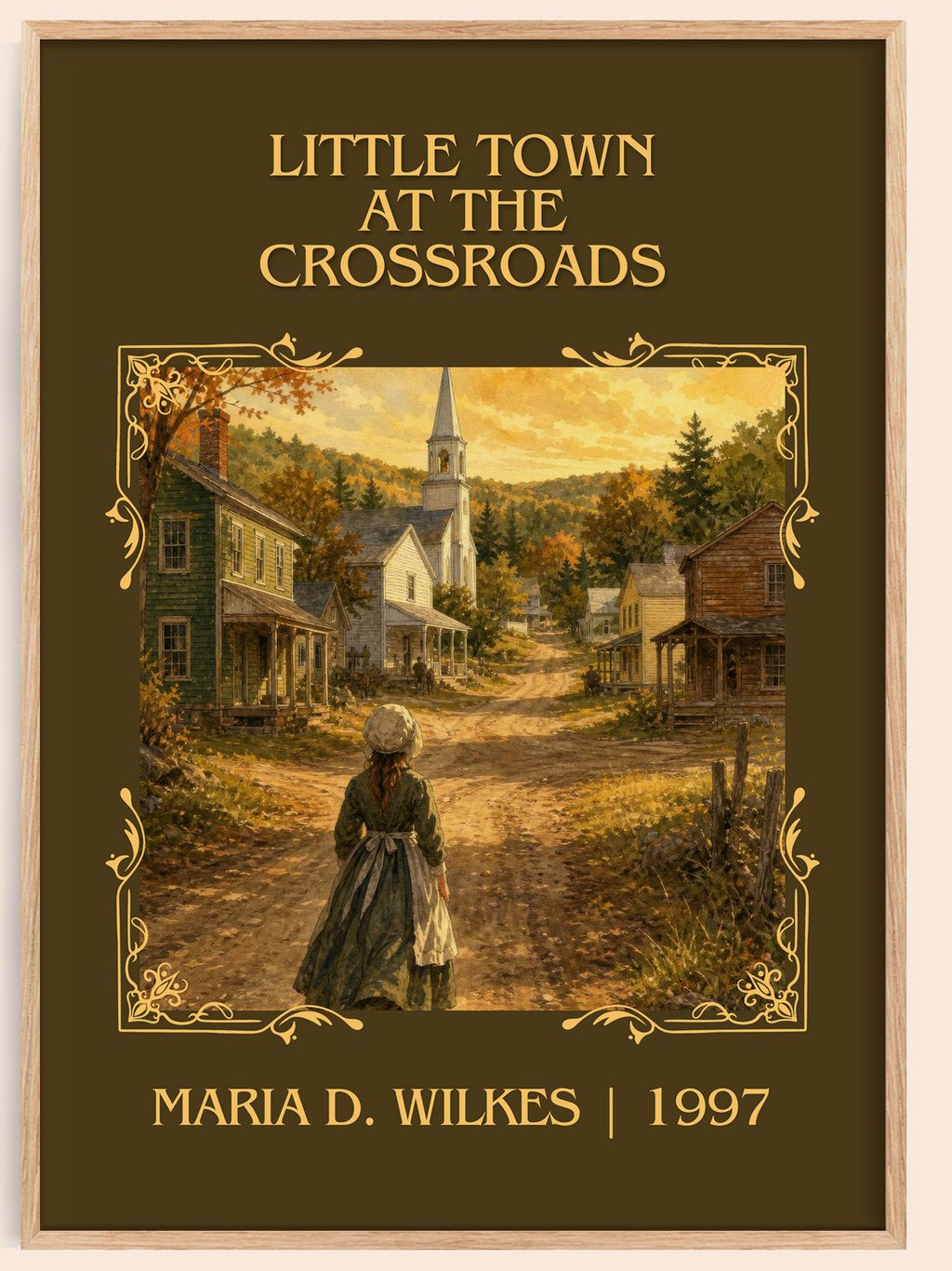 Little Town at the Crossroads Classic Book Art Print by M. Wilkes – book poster