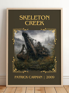 Skeleton Creek Classic Book Art Print by Patrick Carman – framed print leaning on a wooden floor
