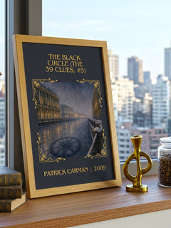Black Circle (The 39 Clues, #5) Classic Book Art Print by P. Carman – framed print on a city-view windowsill