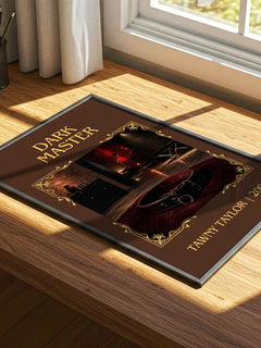 Dark Master Classic Book Art Print by Tawny Taylor – print on a sunlit desk