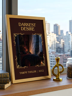 Darkest desire Classic Book Art Print by Tawny Taylor – framed print on a city-view windowsill