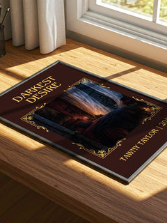 Darkest desire Classic Book Art Print by Tawny Taylor – print on a sunlit desk