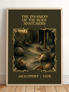 Invasion of the Body Snatchers Classic Book Art Print by Jack Finney – framed print leaning on a wooden floor