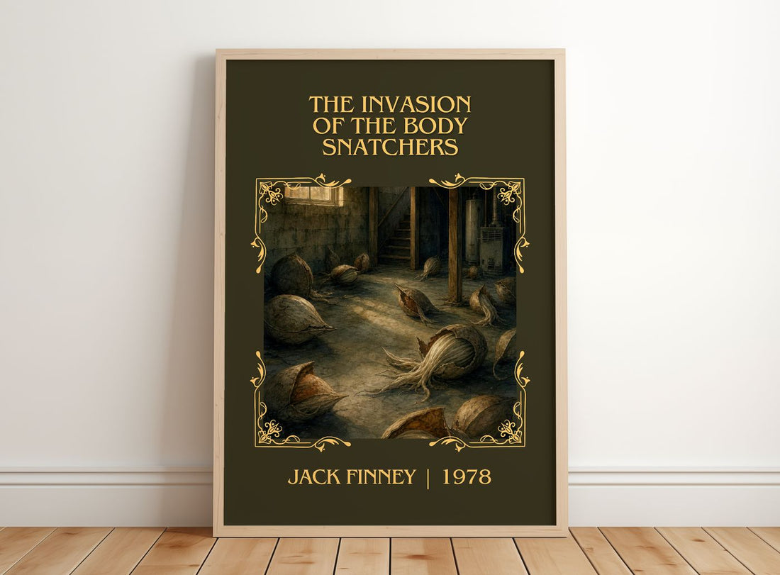 Invasion of the Body Snatchers Classic Book Art Print by Jack Finney – framed print leaning on a wooden floor