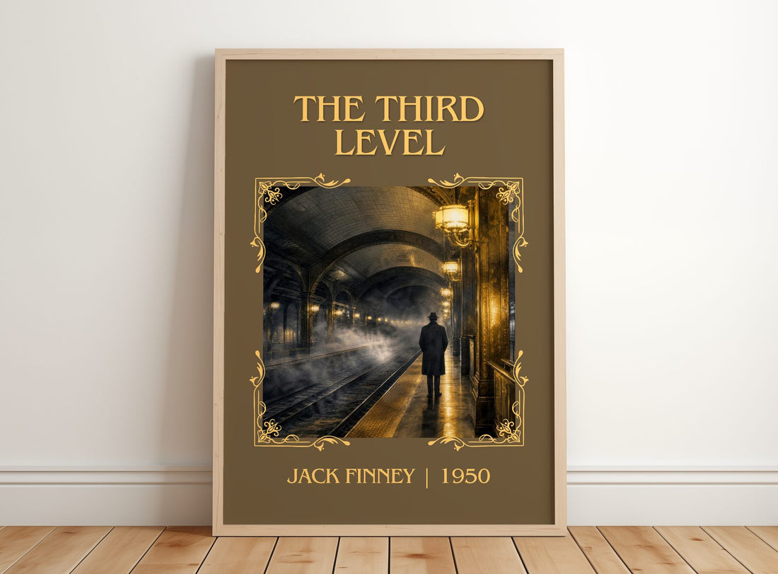 The third level Classic Book Art Print by Jack Finney – framed print leaning on a wooden floor
