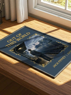 Out of this world Classic Book Art Print by Jack Finney – print on a sunlit desk