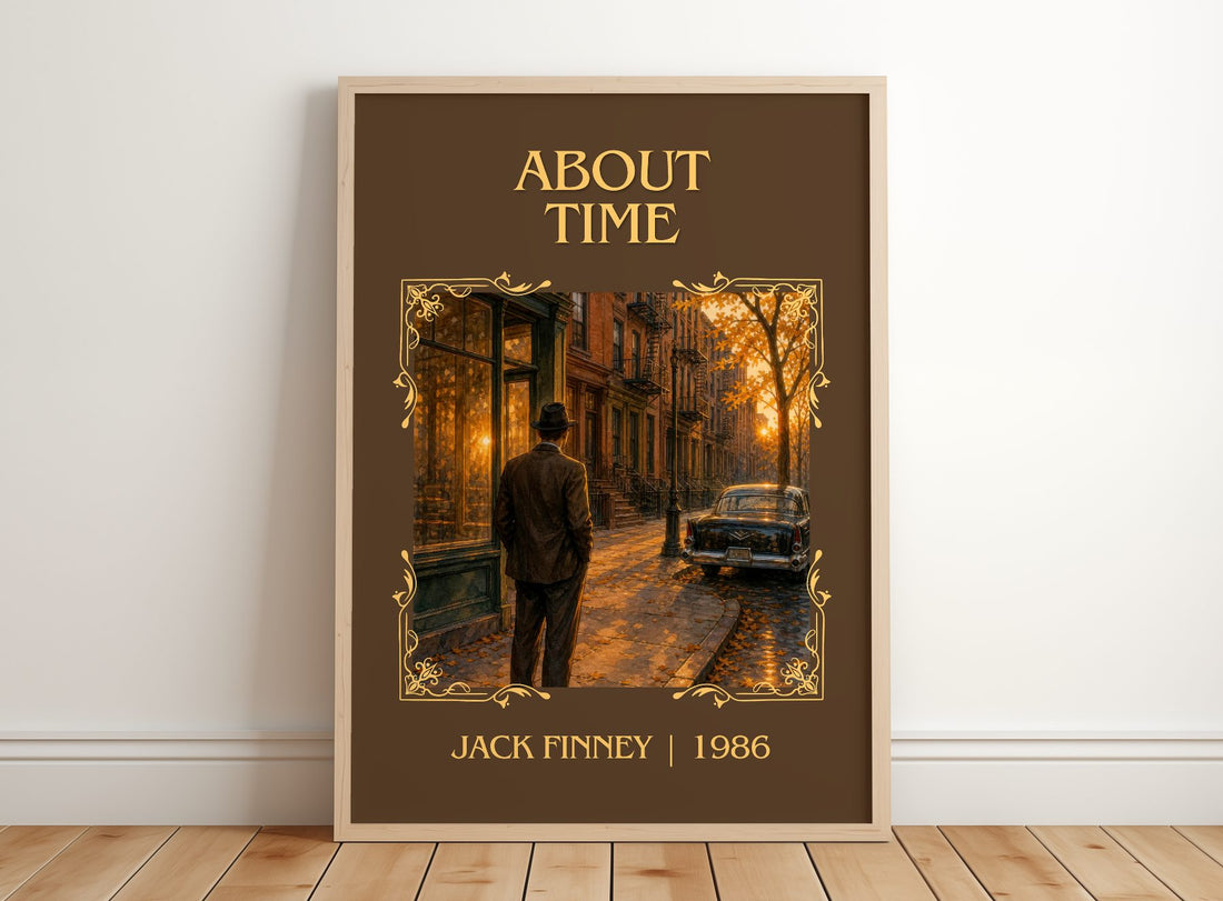 About time Classic Book Art Print by Jack Finney – framed print leaning on a wooden floor