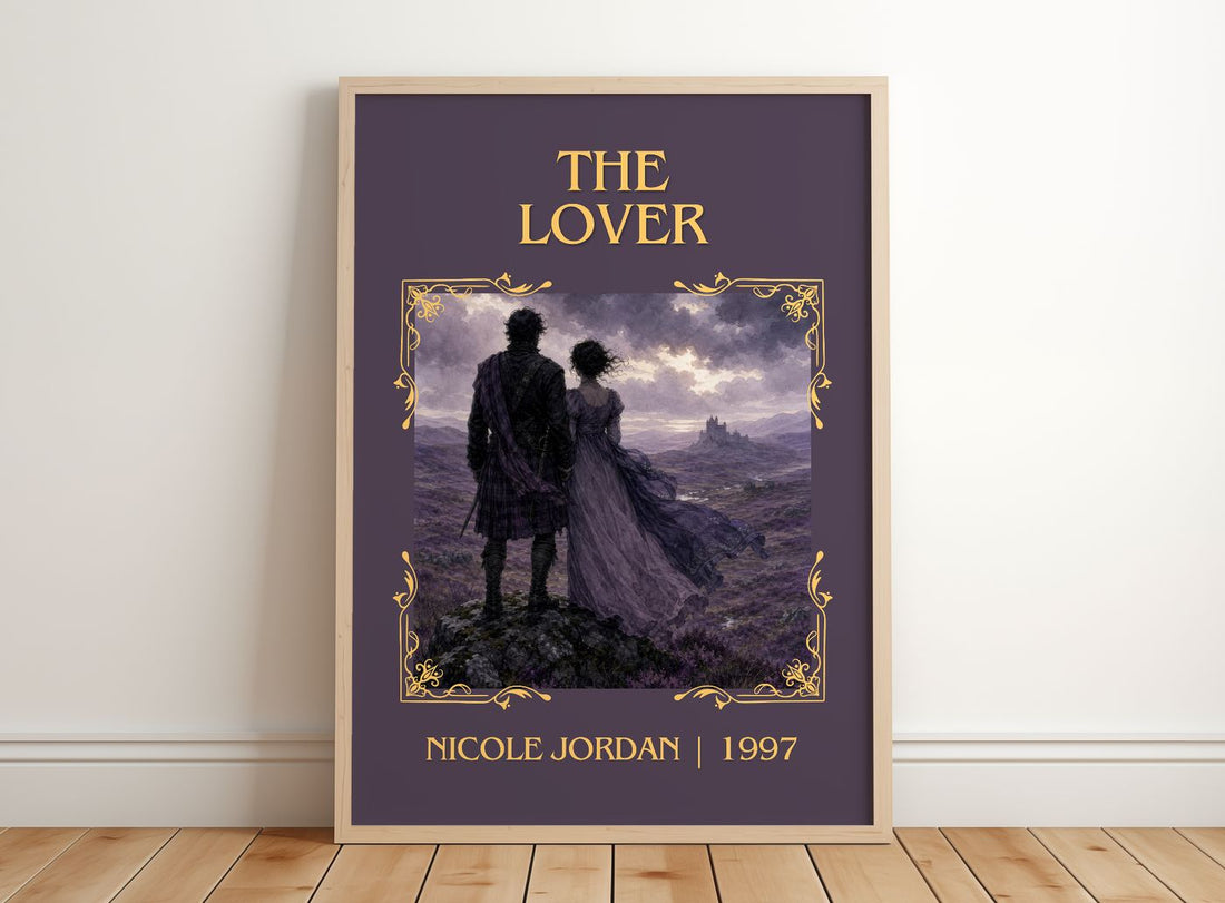 The Lover Classic Book Art Print by Nicole Jordan – framed print leaning on a wooden floor