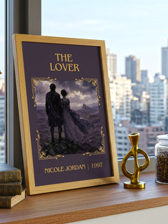 The Lover Classic Book Art Print by Nicole Jordan – framed print on a city-view windowsill
