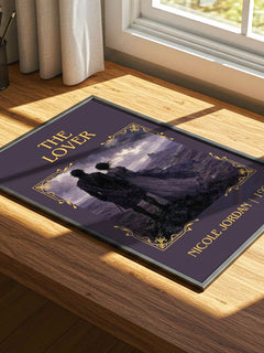 The Lover Classic Book Art Print by Nicole Jordan – print on a sunlit desk