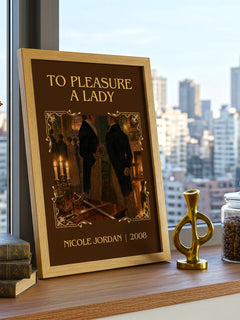 To Pleasure A Lady Classic Book Art Print by Nicole Jordan – framed print on a city-view windowsill