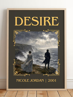 Desire Classic Book Art Print by Nicole Jordan – framed print leaning on a wooden floor