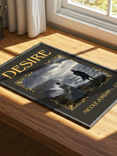 Desire Classic Book Art Print by Nicole Jordan – print on a sunlit desk