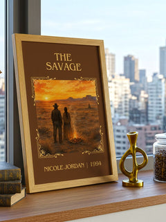The Savage Classic Book Art Print by Nicole Jordan – framed print on a city-view windowsill