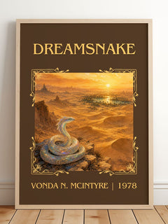 Dreamsnake Classic Book Art Print by Vonda N. McIntyre – framed print leaning on a wooden floor