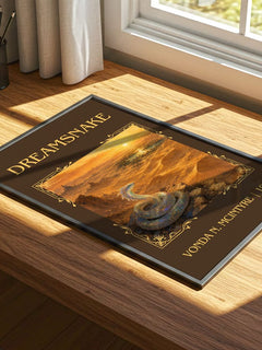 Dreamsnake Classic Book Art Print by Vonda N. McIntyre – print on a sunlit desk
