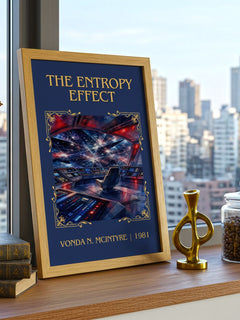The Entropy Effect Classic Book Art Print by Vonda N. McIntyre – framed print on a city-view windowsill