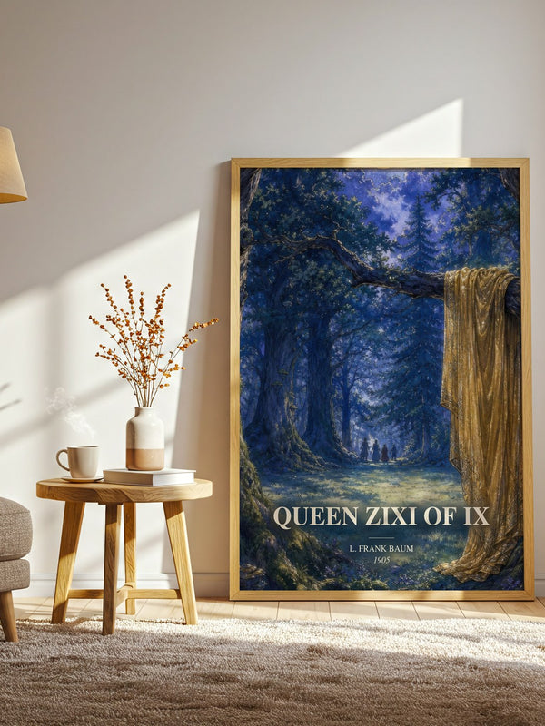 Queen Zixi Of Ix watercolour print in frame leaning in hallway – childrens wall art