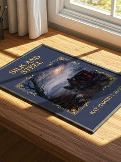 Silk and Steel Classic Book Art Print by Kat Martin – print on a sunlit desk