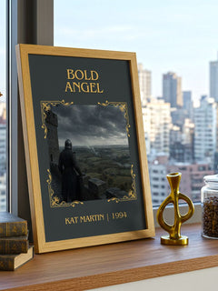 Bold Angel Classic Book Art Print by Kat Martin – framed print on a city-view windowsill