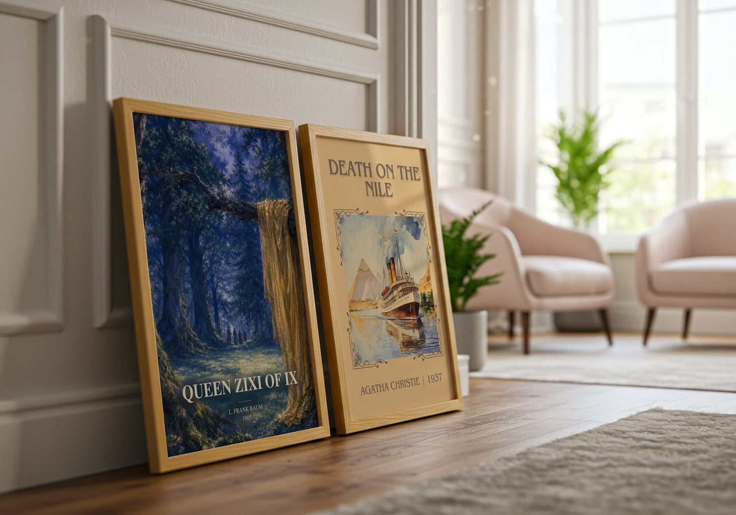Queen Zixi Of Ix watercolour print framed by window – literary home decor
